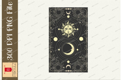 Dark Aesthetic Tarot Sun Moon Clouds PNG