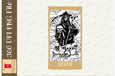 Vintage Death Tarot Card I Occult Skull