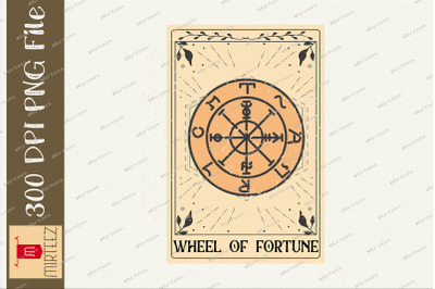 Fortune The Wheel Tarot Card Vintage PNG