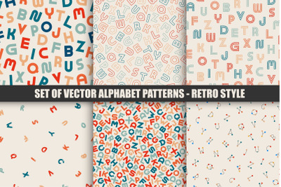 Color alphabet retro patterns