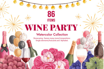 Wine Party Dance Watercolor