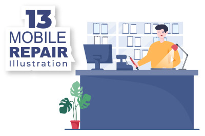 13 Mobile Repair Telephone Illustration