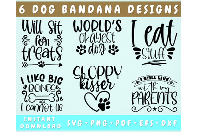 Dog Bandana SVG Bundle&2C; 6 Designs&2C; Dog Lover SVG&2C; World&amp;&23;039;s Okayest Dog