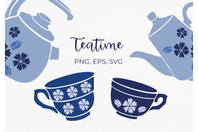 Teatime clipart. PNG, EPS SVG