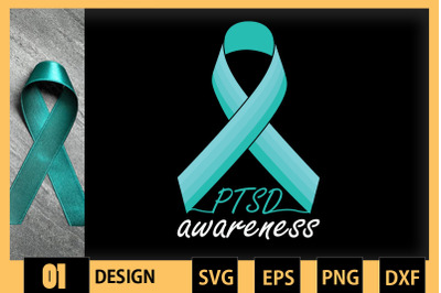 PTSD Teal Ribbon US Flag Awareness