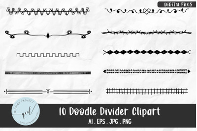 Doodle Divider Clipart | 10 variations