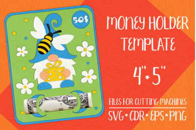 Gnome and Bee  Birthday Card | Money Holder Template