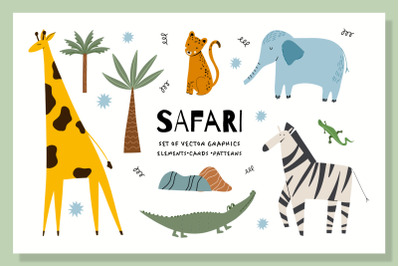 Safari vector graphics set, AI, EPS10, JPEG