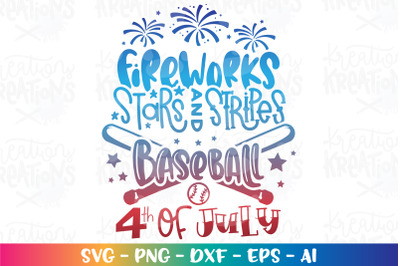 4th of July SVG Baseball Fireworks