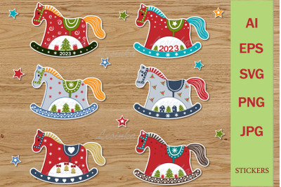 Stickers for Printing Christmas Horses With Cricut Design