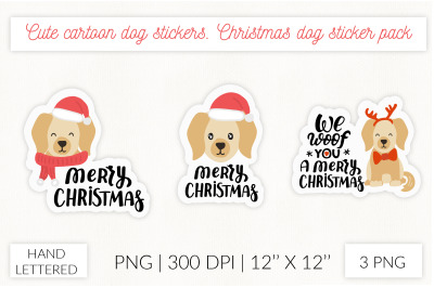 Christmas dog sticker set. Labrador retriever stickers