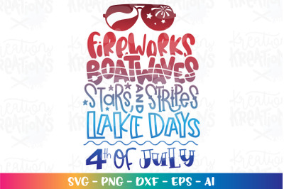 4th of July SVG Fireworks Boatwaves