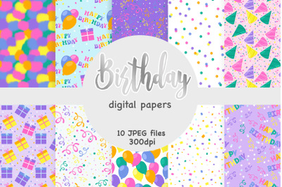 Happy Birthday Digital Paper | Birthday Seamless Patterns