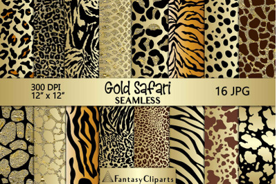 Gold Safari Animal Print Seamless Digital Paper