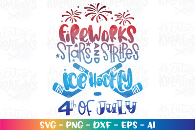 4th of July SVG Ice Hockey Fireworks