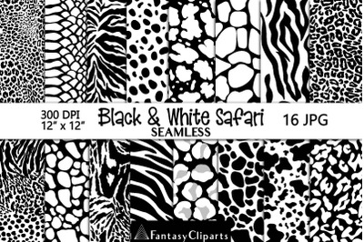 Black &amp; White Animal Print Seamless Digital Paper