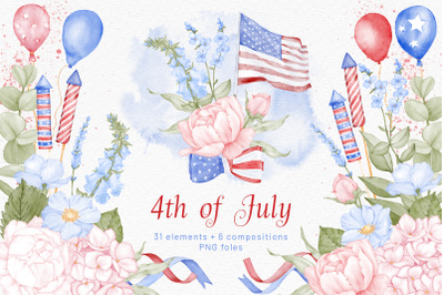 4th Of July Red White Blue Flowers USA Independence Day