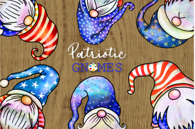 Patriotic Gnomes - Watercolor Doodle Clipart Set