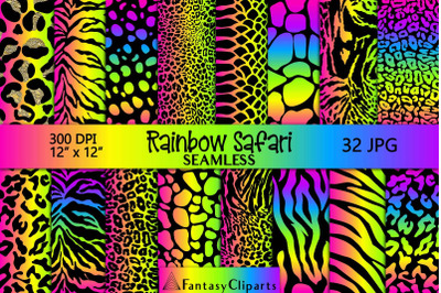 Neon Animal Print | Rainbow Safari Seamless Digital Paper