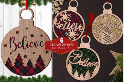 Believe Ornament SVG Bundle | Christmas Laser Cut Files
