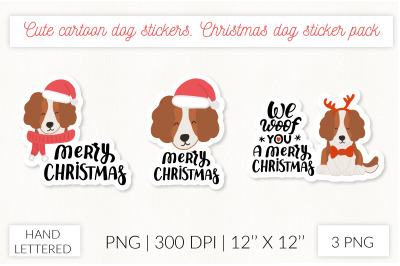 Christmas dog sticker set. Cocker spaniel stickers
