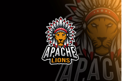 Apache Lion Head Esport Logo Template