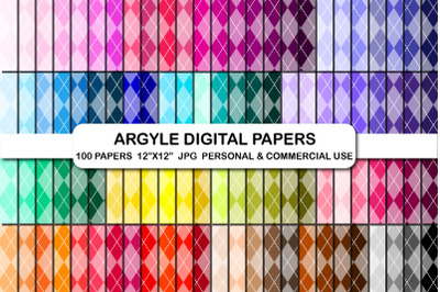 Argyle diamond digital papers Argyle pattern background set