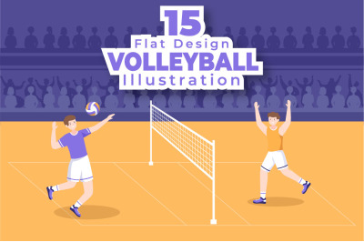 15 Volleyball Player Cartoon Illustration