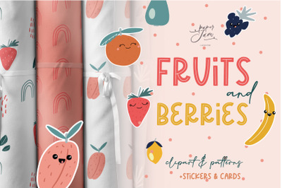 Fruits and berries Clipart and patterns