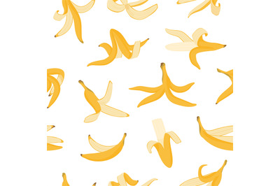 Banana peel pattern. Seamless print of cartoon banana skin organic was