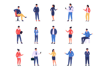 Business people. Cartoon characters standing in relaxed poses wearing