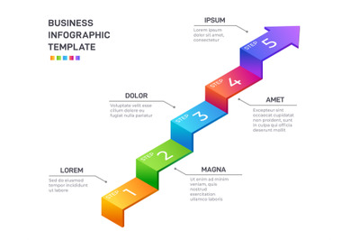 Isometric step infographic. 3D volume figures for business presentatio