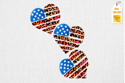 USA Flag Patriotic American Hearts