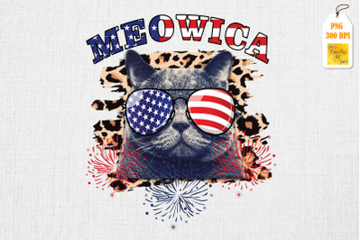 Cat 4th Of July Meowica USA Flag