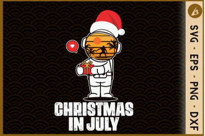 Kids Christmas In July Astronaut Vintage