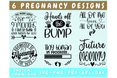 Pregnancy SVG Bundle&2C; 6 Designs&2C; Pregnancy Quotes SVG&2C; Pregnancy Shirt