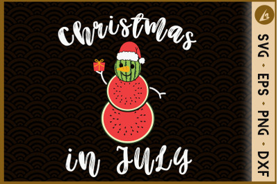 Christmas In July Watermelon Snowman