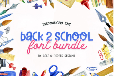 Back to School Font Bundle (Kids Fonts, School Fonts)