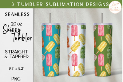 Summer Tumbler Sublimation. Seamless Popsicle Tumbler Wrap PNG Design