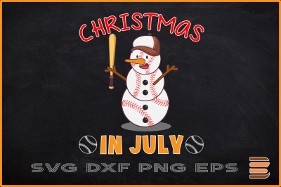 Baseball Snowman Chistmas in July