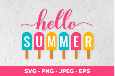 Hello summer SVG. Ice cream SVG. Funny summer sign