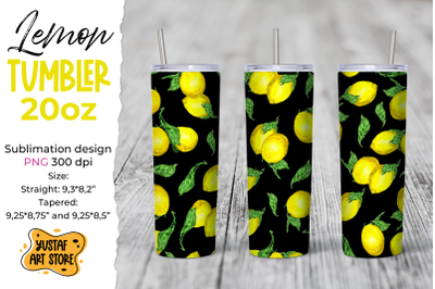 Lemon Tumbler sublimation template. Summer tumbler 20 oz