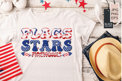 Flags Stars Fireworks Sublimation