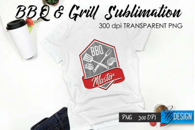 BBQ &amp; Grill T-Shirt Sublimation Design | Fathers Day T-Shirt Design