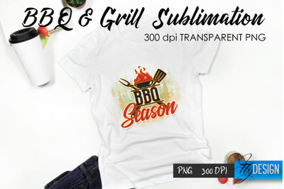 BBQ &amp; Grill T-Shirt Sublimation Design | Fathers Day T-Shirt Design