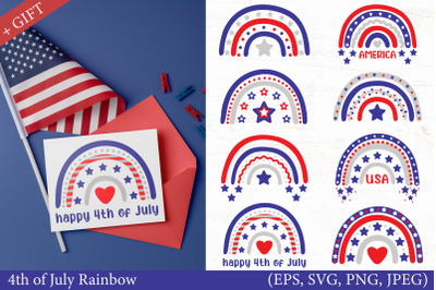 4th of July SVG rainbow |American patriotic rainbow