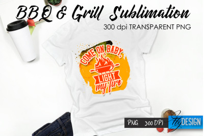 BBQ &amp; Grill T-Shirt Sublimation Design | Fathers Day T-Shirt Design