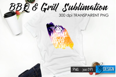 BBQ &amp; Grill T-Shirt Sublimation Design | Fathers Day T-Shirt Design