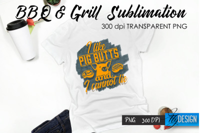 BBQ &amp; Grill T-Shirt Sublimation Design | Fathers Day T-Shirt Design