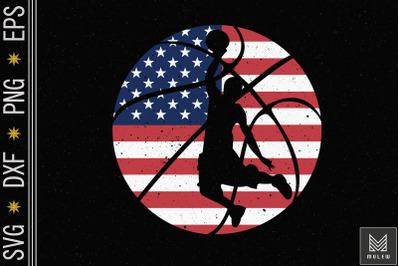 Basketball 4th of July American Flag